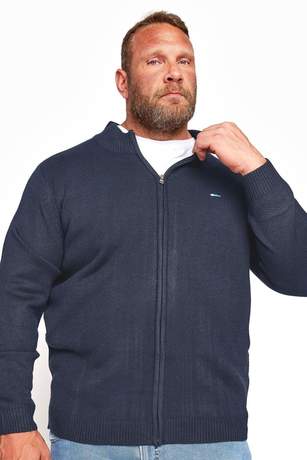 

Вязаный джемпер с застежкой молнией Badrhino Big & Tall, синий