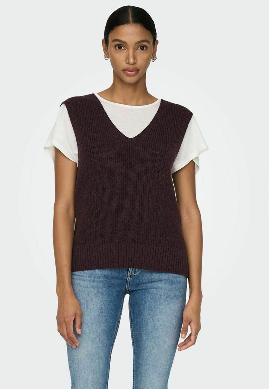 

Свитшот ONLY ONLPARIS LIFE V-NECK, цвет windsor wine