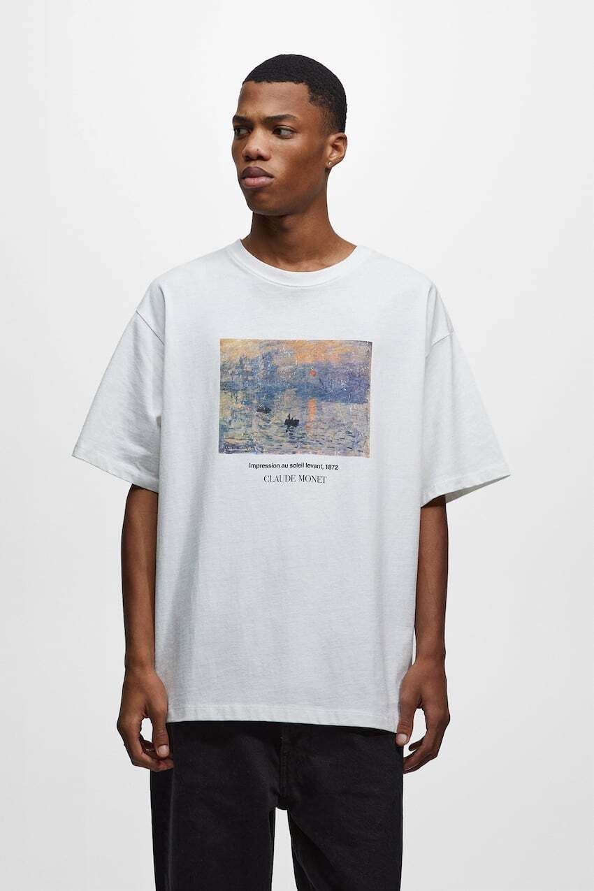 

Футболка Monet с пейзажным принтом Pull&Bear, кремовый