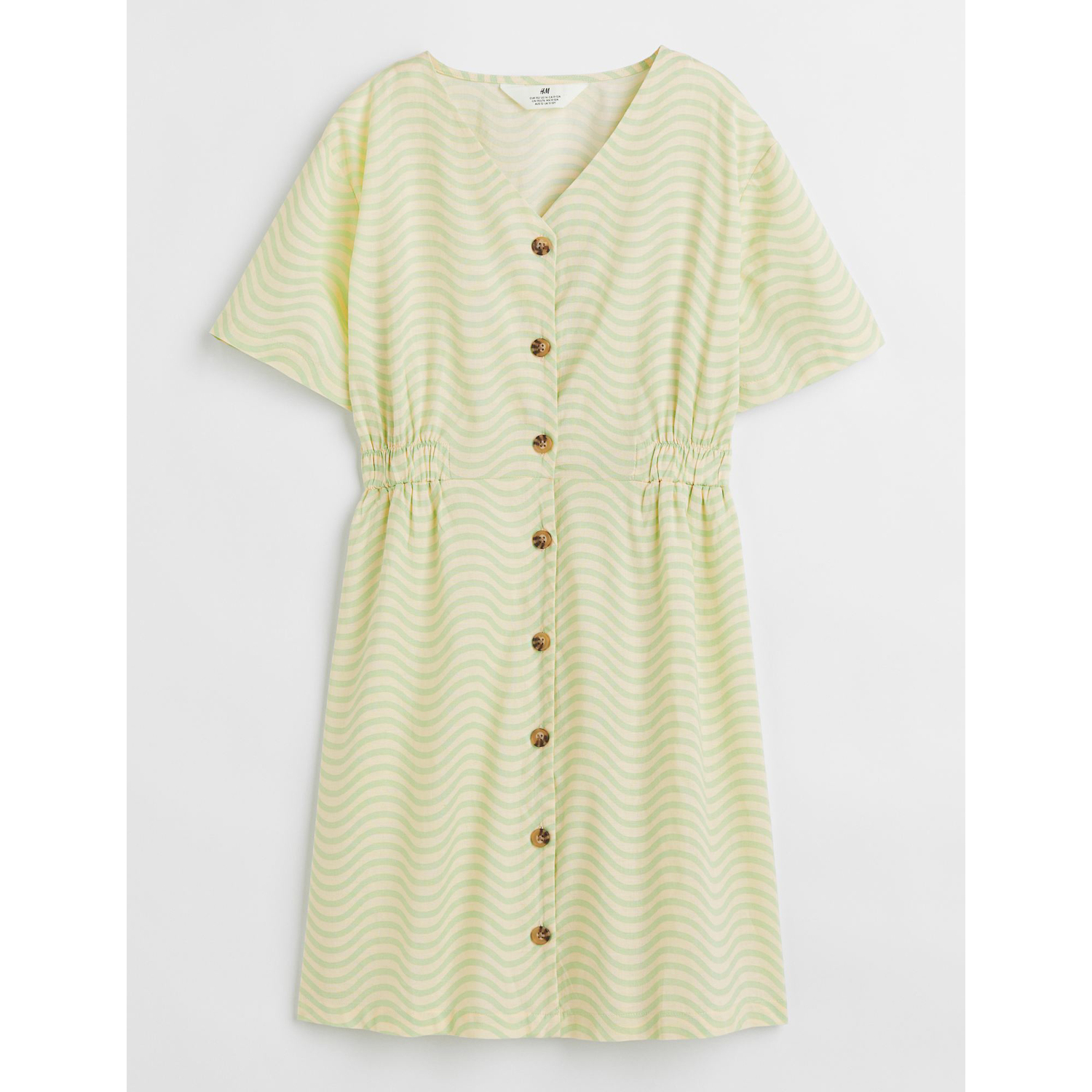

Хлопковое платье с короткими рукавами H&M Patterned, светло-желтый/зеленый