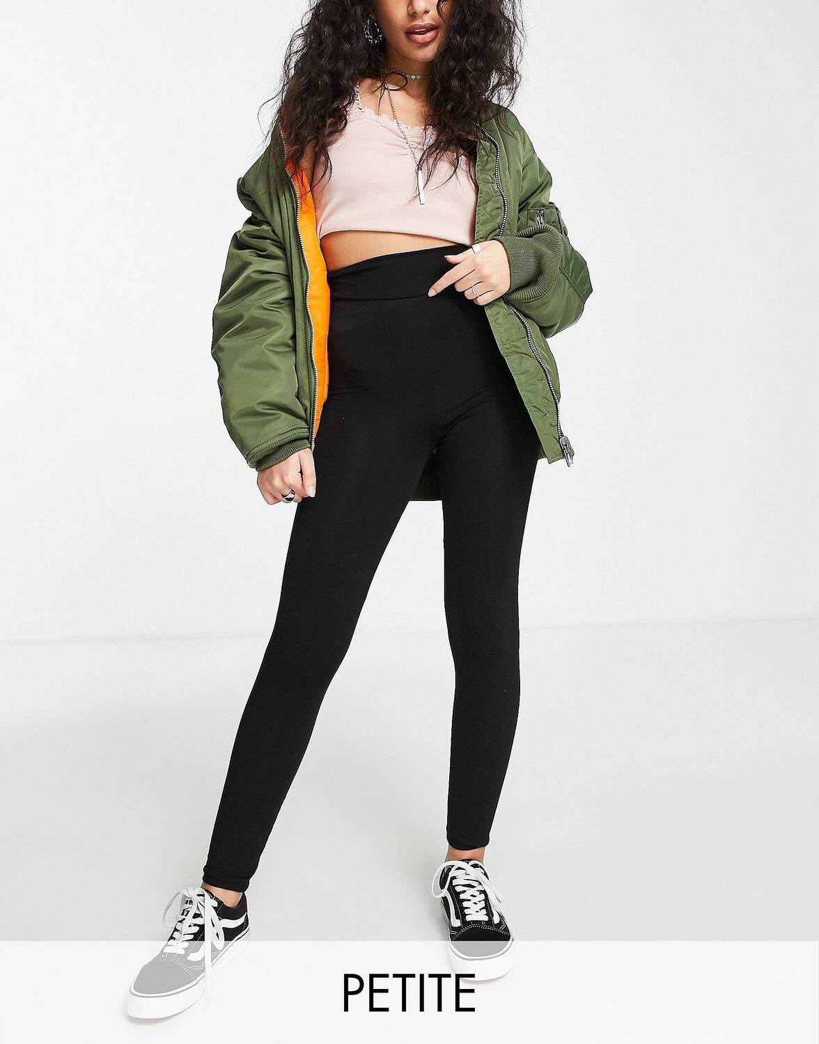 

Черные леггинсы с завышенной талией Topshop Petite, Черный
