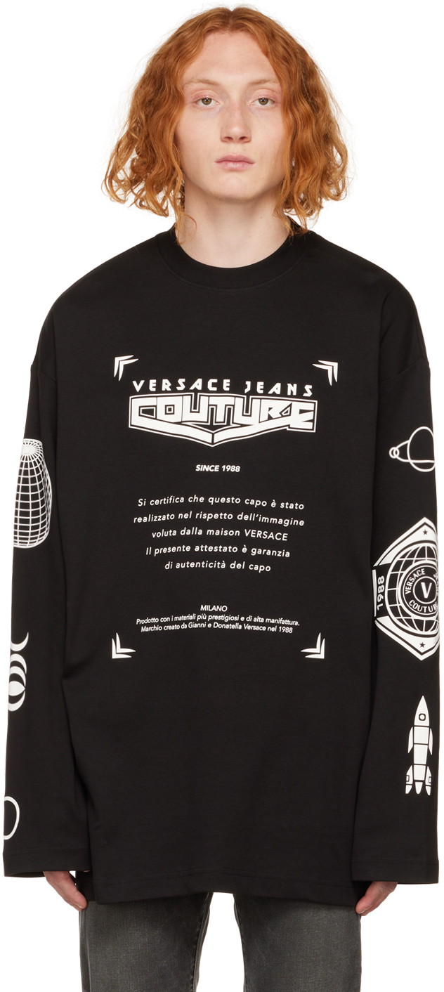 

Черная футболка с длинным рукавом Versace Jeans Couture
