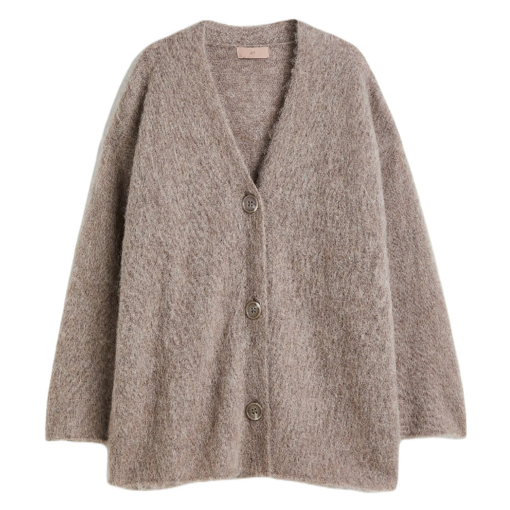 

Кардиган H&M Fine-knit Wool-blend, темно-бежевый