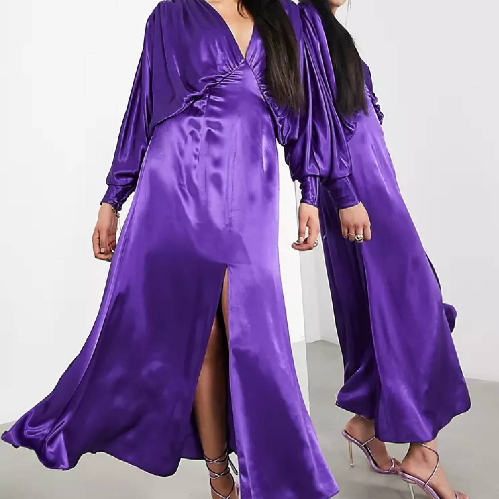 цена Платье Asos Edition Satin Midi, фиолетовый