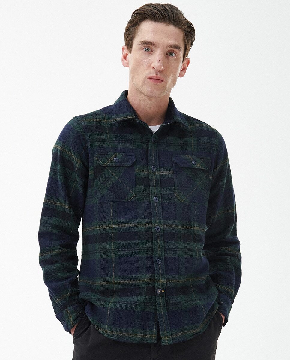 

Мужская рубашка с длинными рукавами и нагрудными карманами Barbour, темно-синий