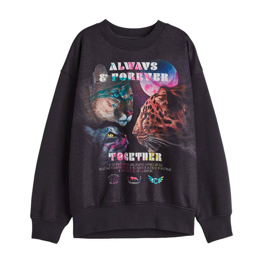 

Свитшот H&M Cat Oversized, черный