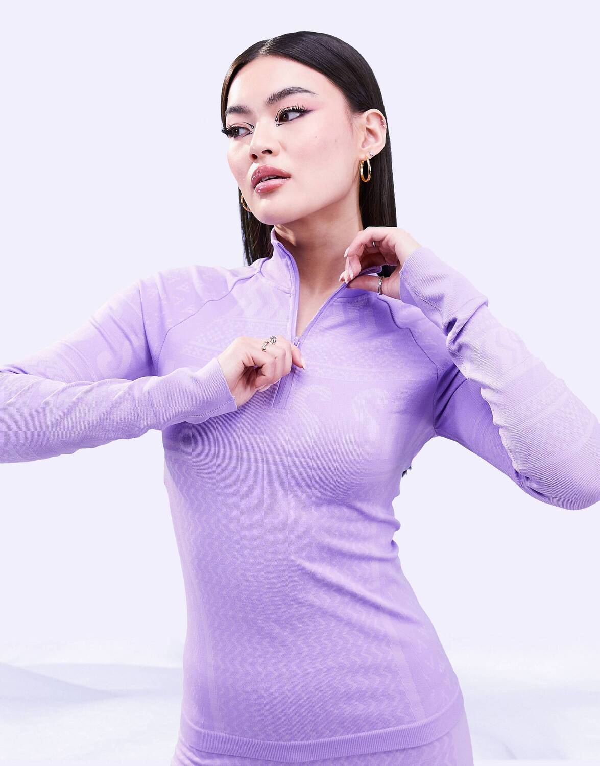 

Жаккардовый топ на молнии 1/4 ASOS 4505 базового слоя на молнии 1/4, Фиолетовый