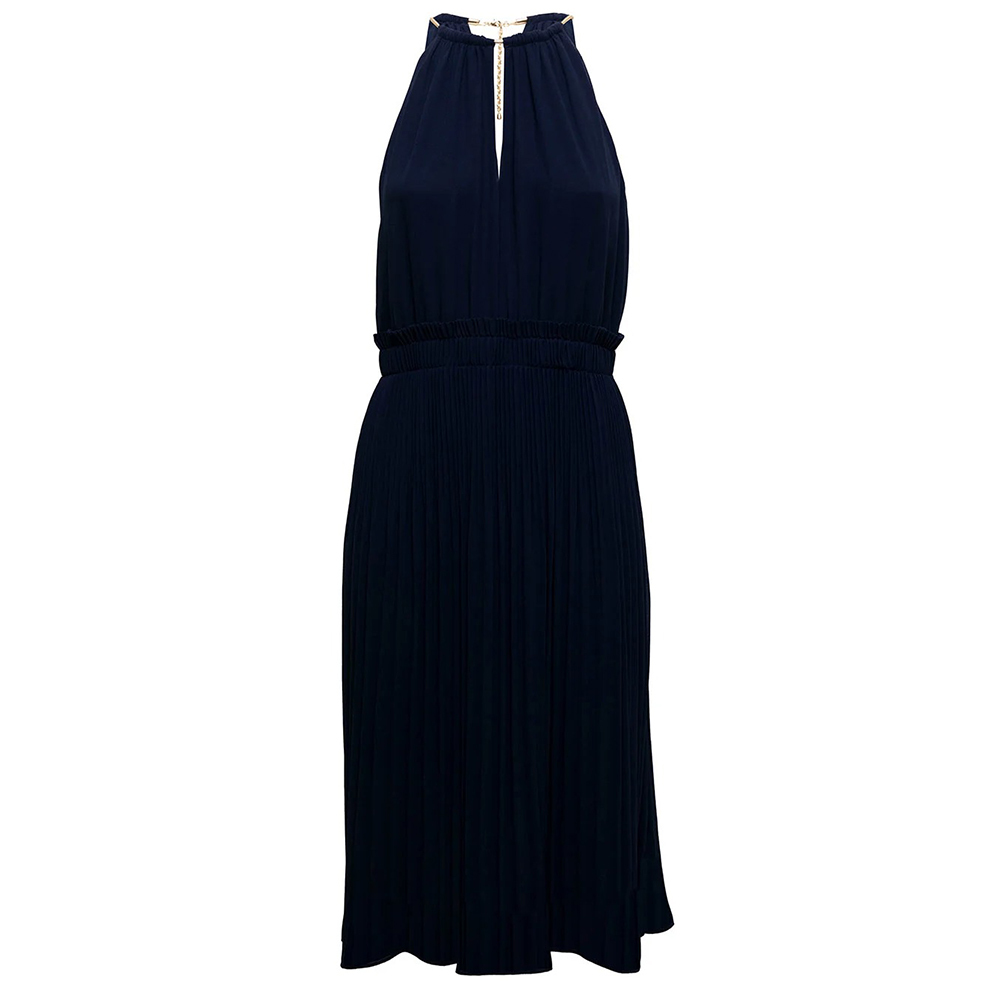 Платье Michael Kors Pleated With Metal Crew Neck, синий