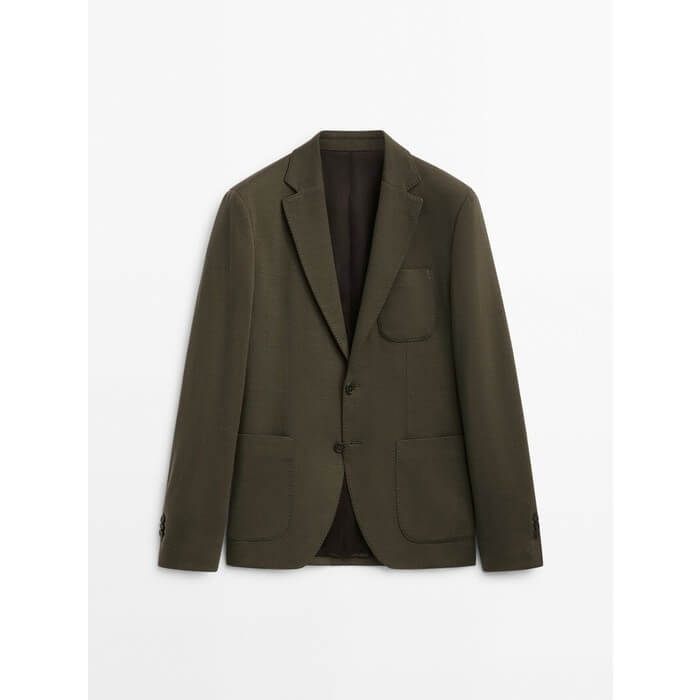 

Пиджак Massimo Dutti Wool Pure, темно-зеленый