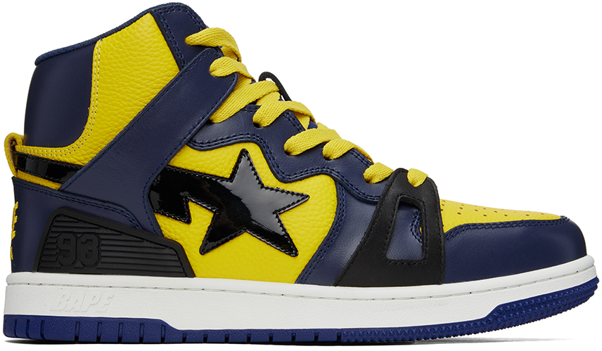 Желто-синие высокие кроссовки Sta 93 BAPE