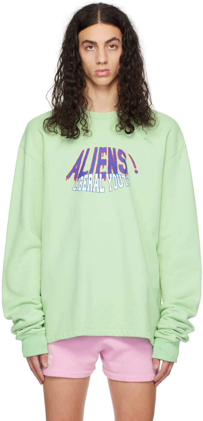 

Эксклюзивная зеленая толстовка SSENSE Aliens Liberal Youth Ministry, Зеленый, Эксклюзивная зеленая толстовка SSENSE Aliens Liberal Youth Ministry