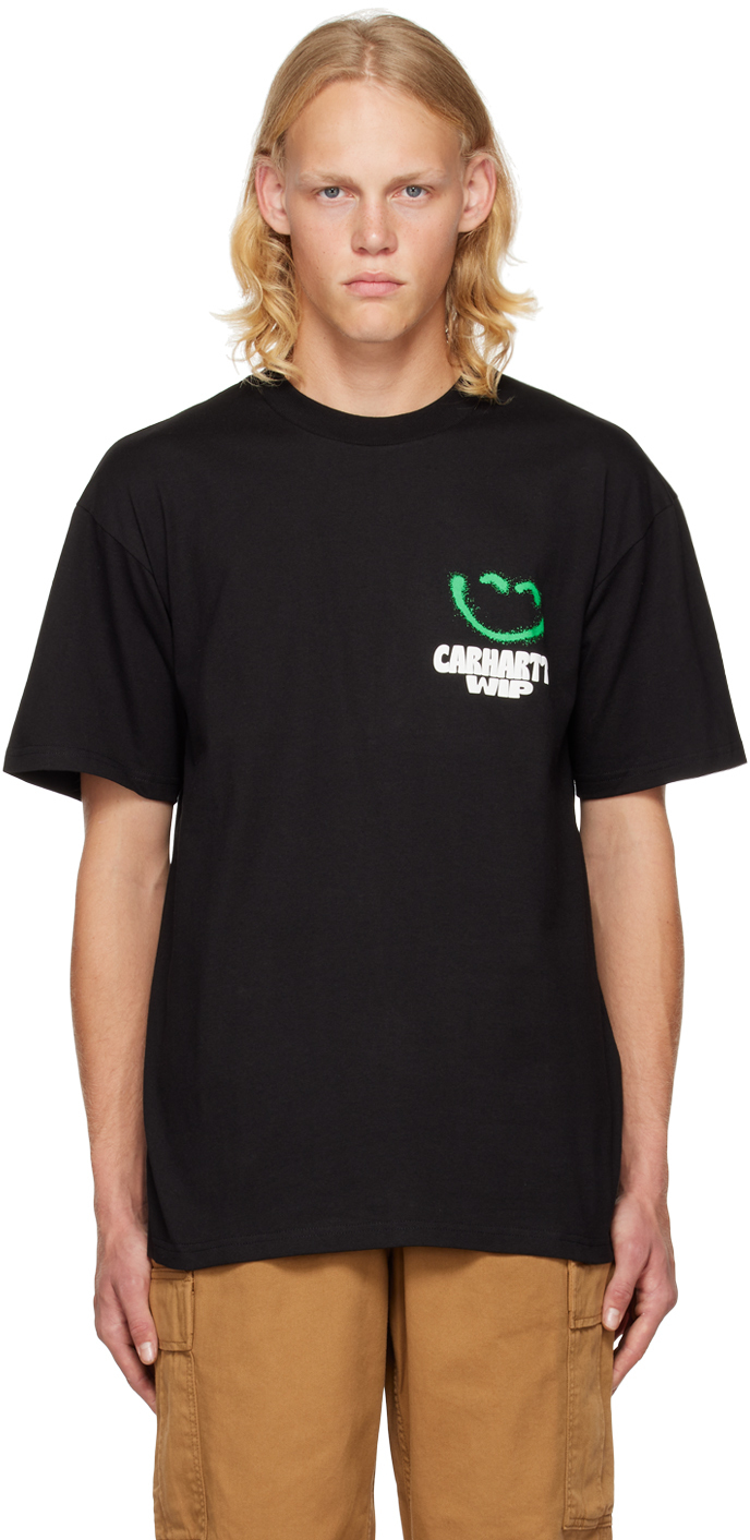

Черная футболка с надписью Happy Carhartt Work In Progress