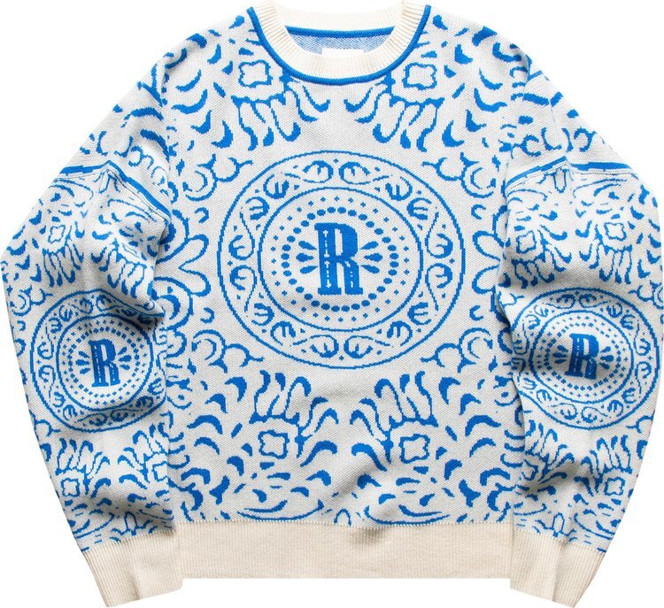 

Толстовка Rhude Knit Tile Crewneck 'Crème/Blue', кремовый, Бежевый
