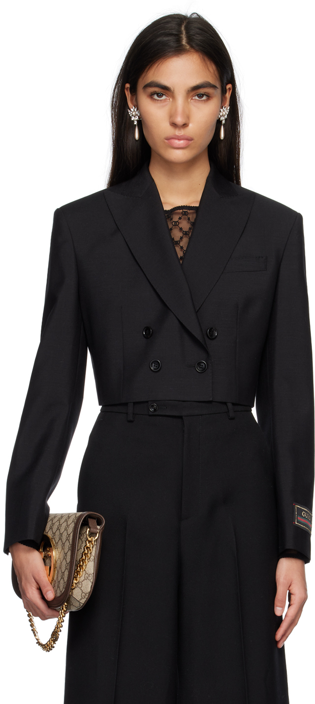 

Черный укороченный пиджак Gucci