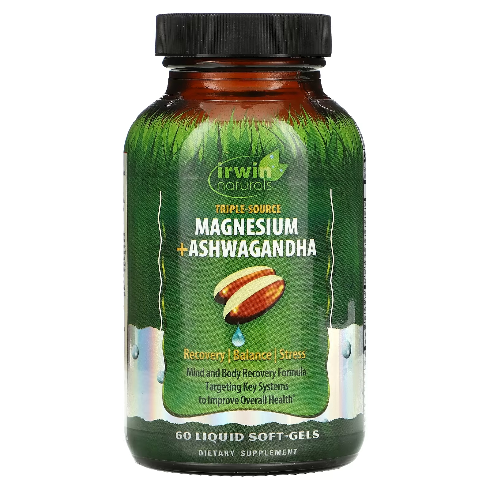 Irwin Naturals Triple Source Magnesium + ашваганда, 60 мягких таблеток irwin naturals контроль голода между кишечником и мозгом 60 мягких таблеток