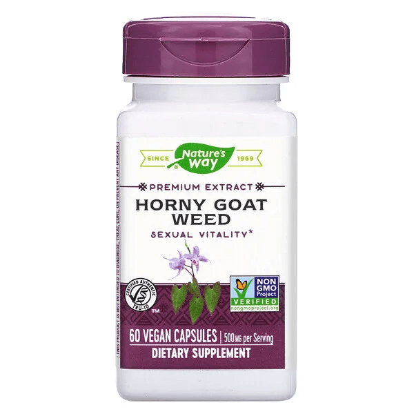 Horny Goat Weed 500 мг 60 капсул, Nature's Way irwin naturals power male horny goat weed с бустером оксида азота 60 желатиновых капсул