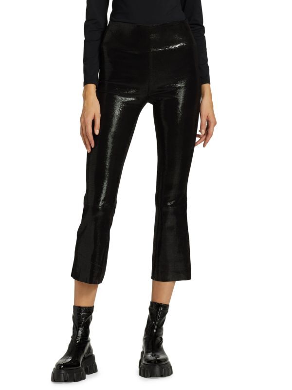

Кожаные укороченные расклешенные леггинсы SPRWMN Black