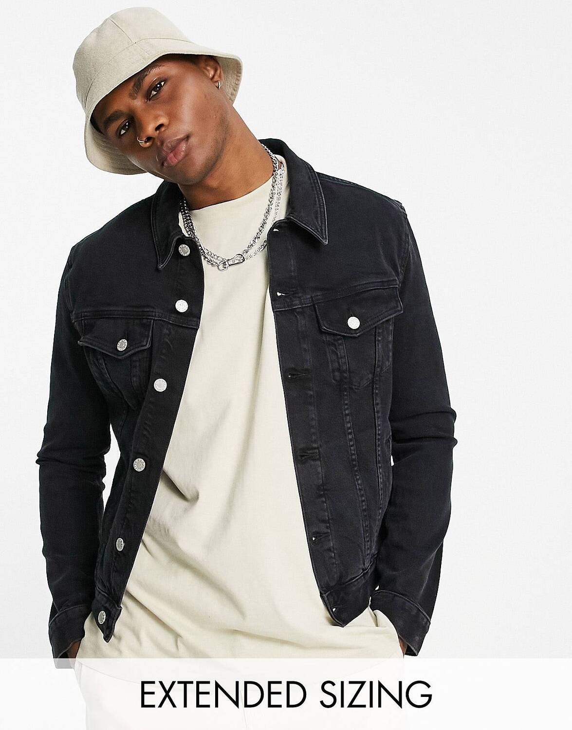 

Черная джинсовая куртка скинни ASOS DESIGN
