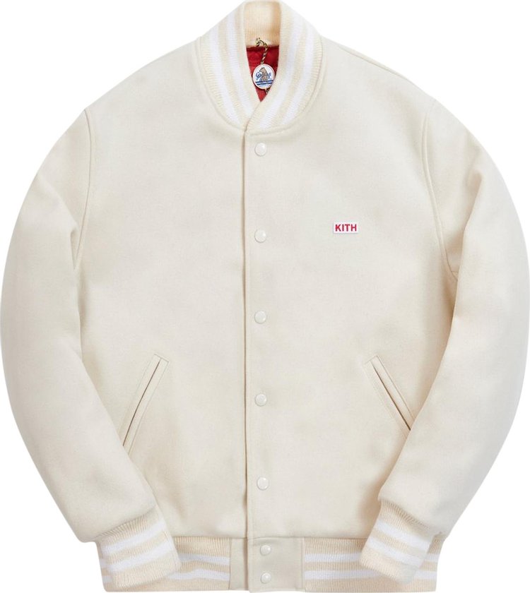 Бомбер Kith x Coca-Cola x Golden Bear Varsity Bomber 'Natural', кремовый - фото