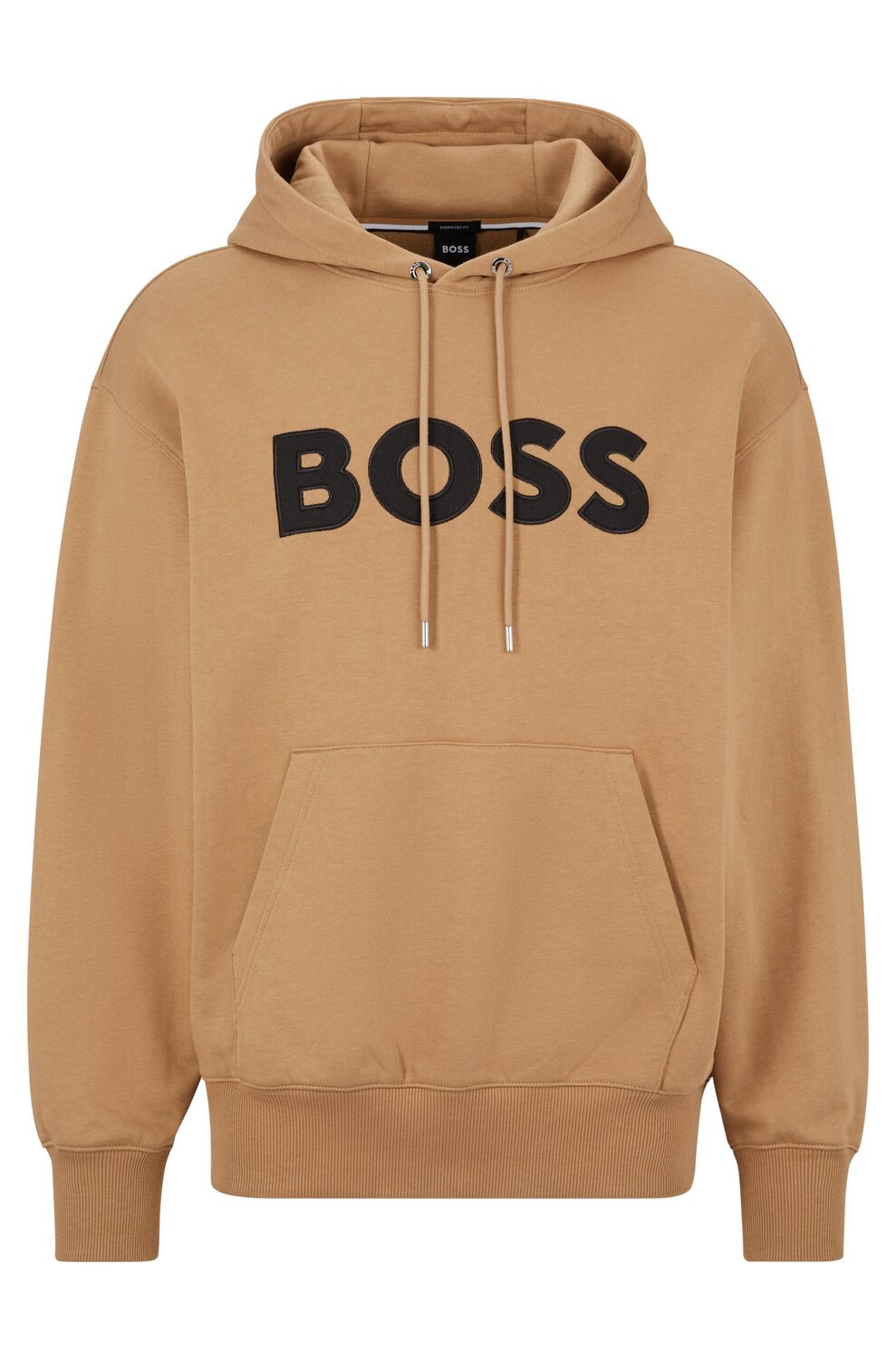 

Худи Hugo Boss Organic-cotton Oversize-fit With Logo Appliqué, бежевый