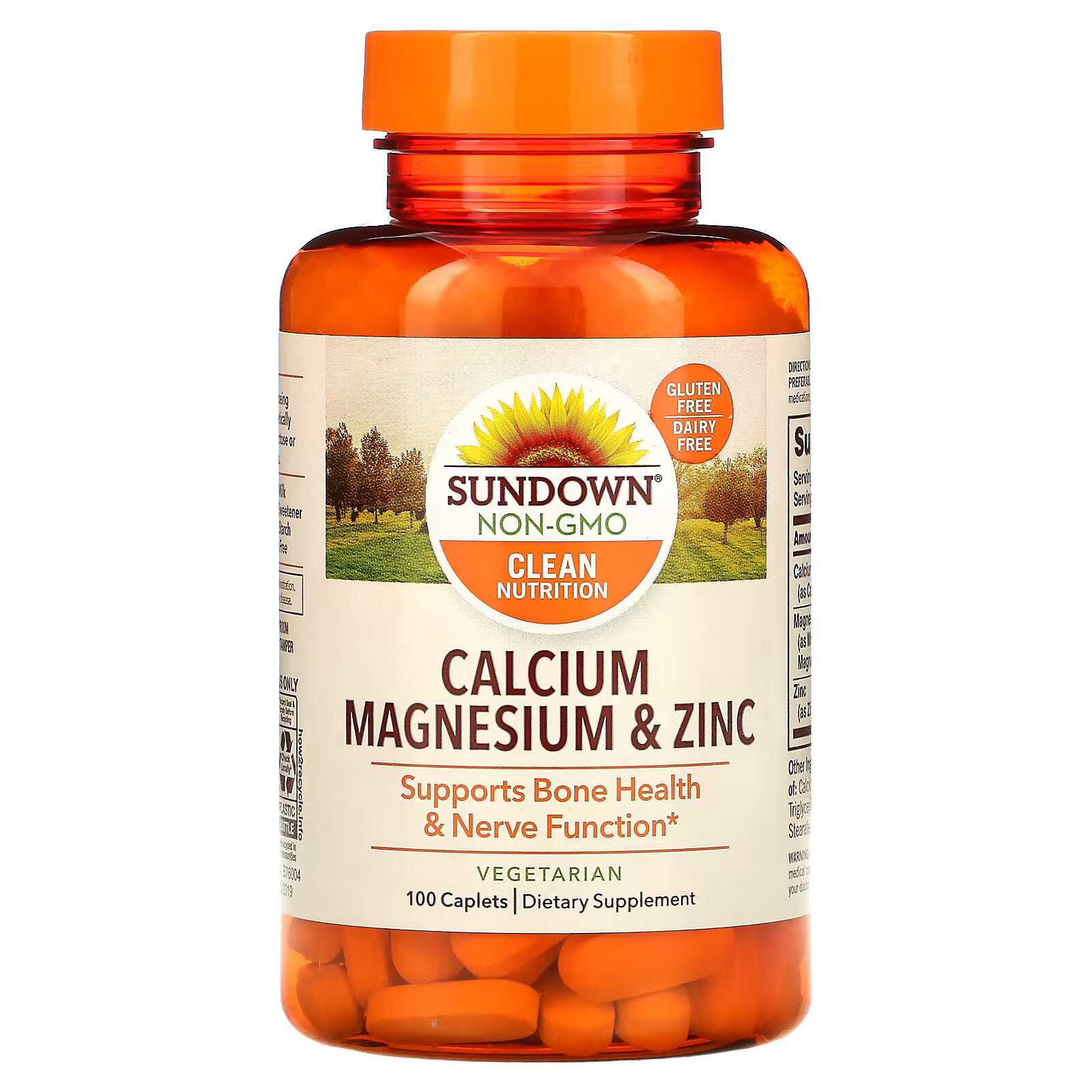 Sundown Naturals, кальций, магний и цинк, 100 капсуловидных таблеток sundown naturals витамин с 1000 мг 300 капсуловидных таблеток