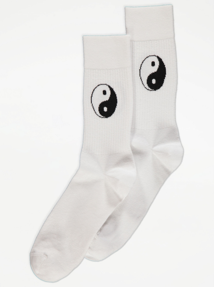 

Белые носки до щиколотки Yin Yang George., белый