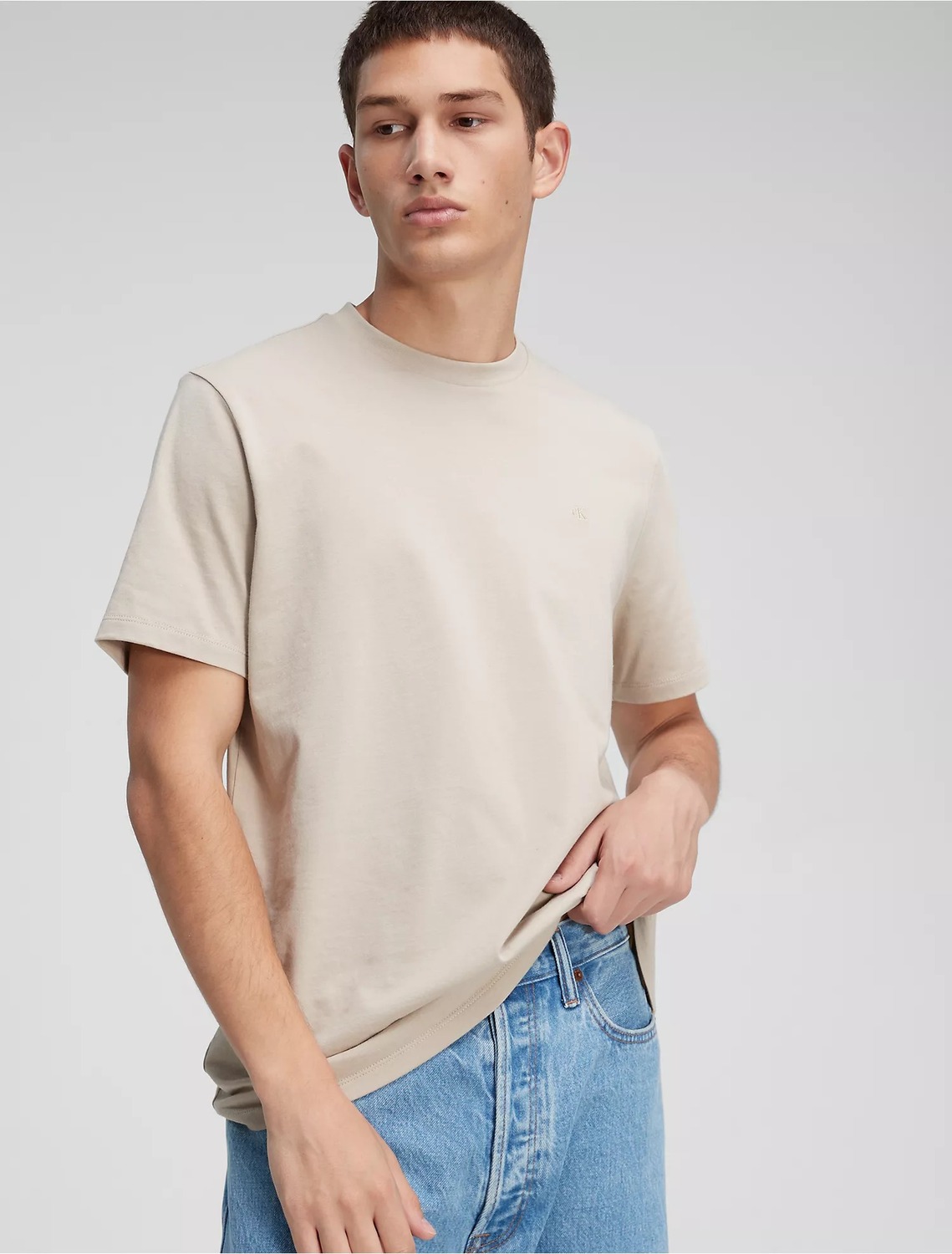 

Футболка Calvin Klein Jeans Waffle Henley Crewneck, светло-бежевый