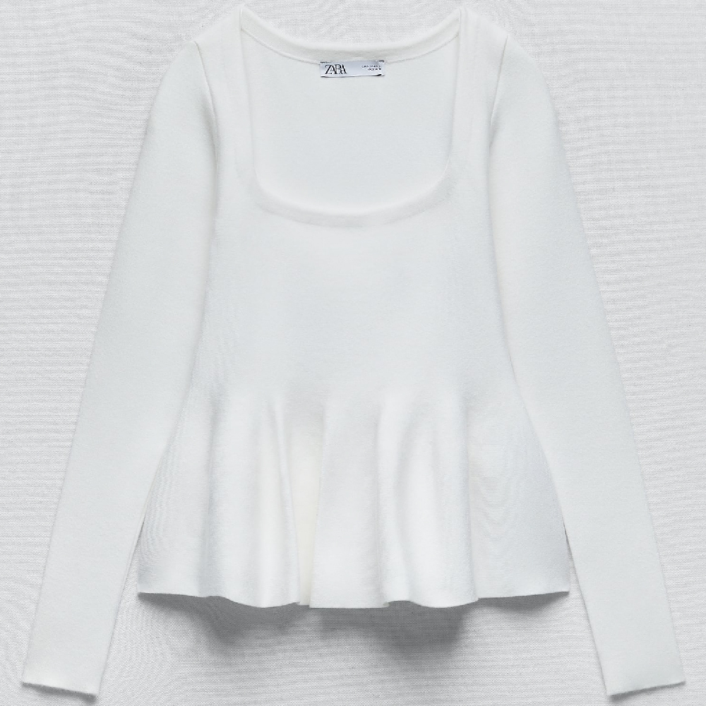 

Свитер Zara Knit Peplum, светло-бежевый