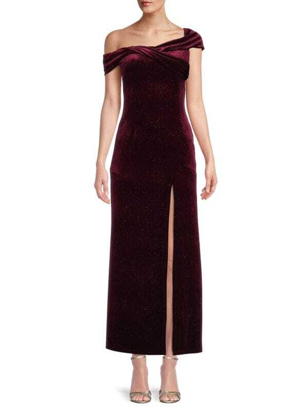 

Мерцающее бархатное платье-футляр The fashion poet с высоким вырезом, burgundy