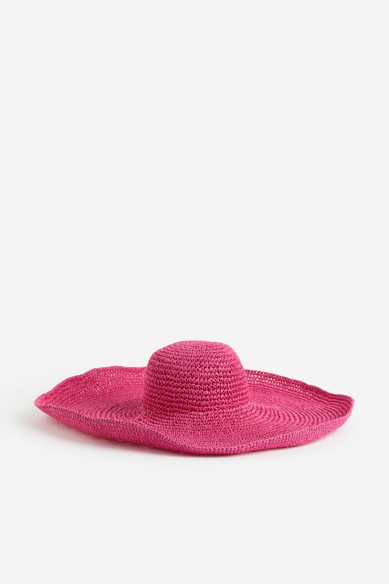 Соломенная шляпа с широкими полями H&M, вишневый цена и фото