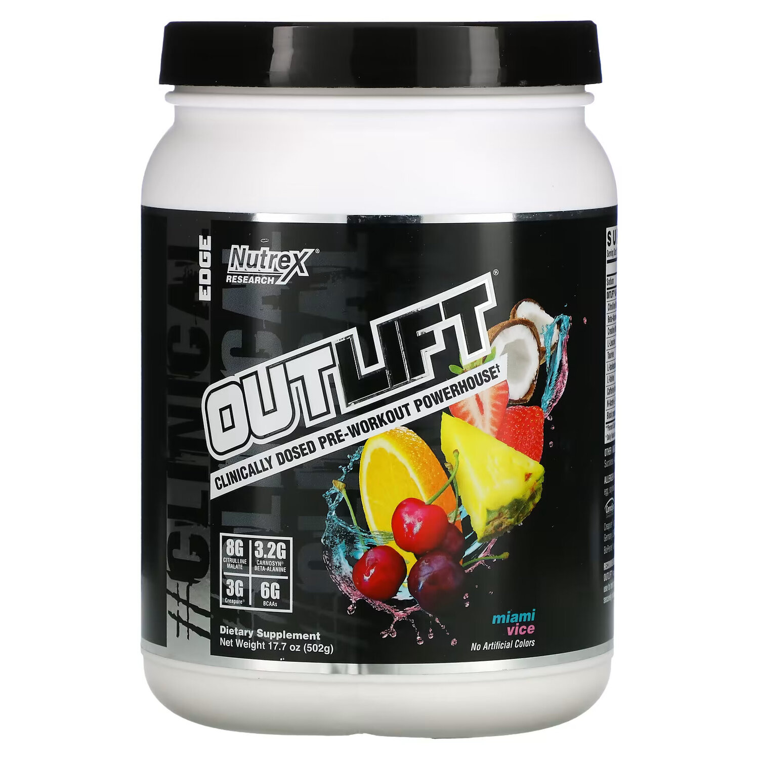 

Nutrex Research, Outlift, средство для приема перед тренировкой в клинических дозах, Miami Vice, 502 г (17,7 унции)