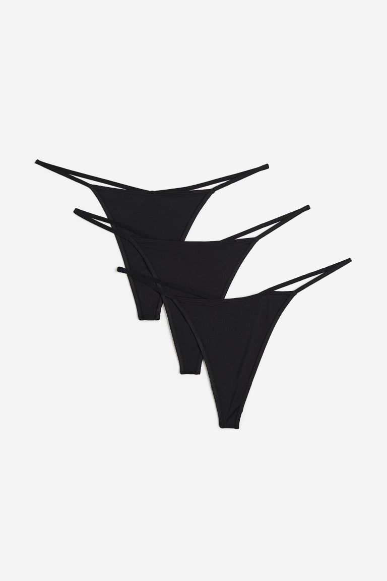 

3 пары трусов-стрингов из джерси H&M, черный