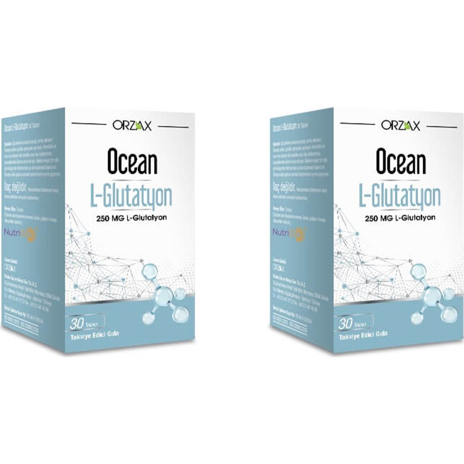 L-глутатион Orzax Ocean 250 мг, 2 упаковки по 30 таблеток пикоцинк ocean 30 таблеток цитрат магния voonka 200 мг 62 таблеток