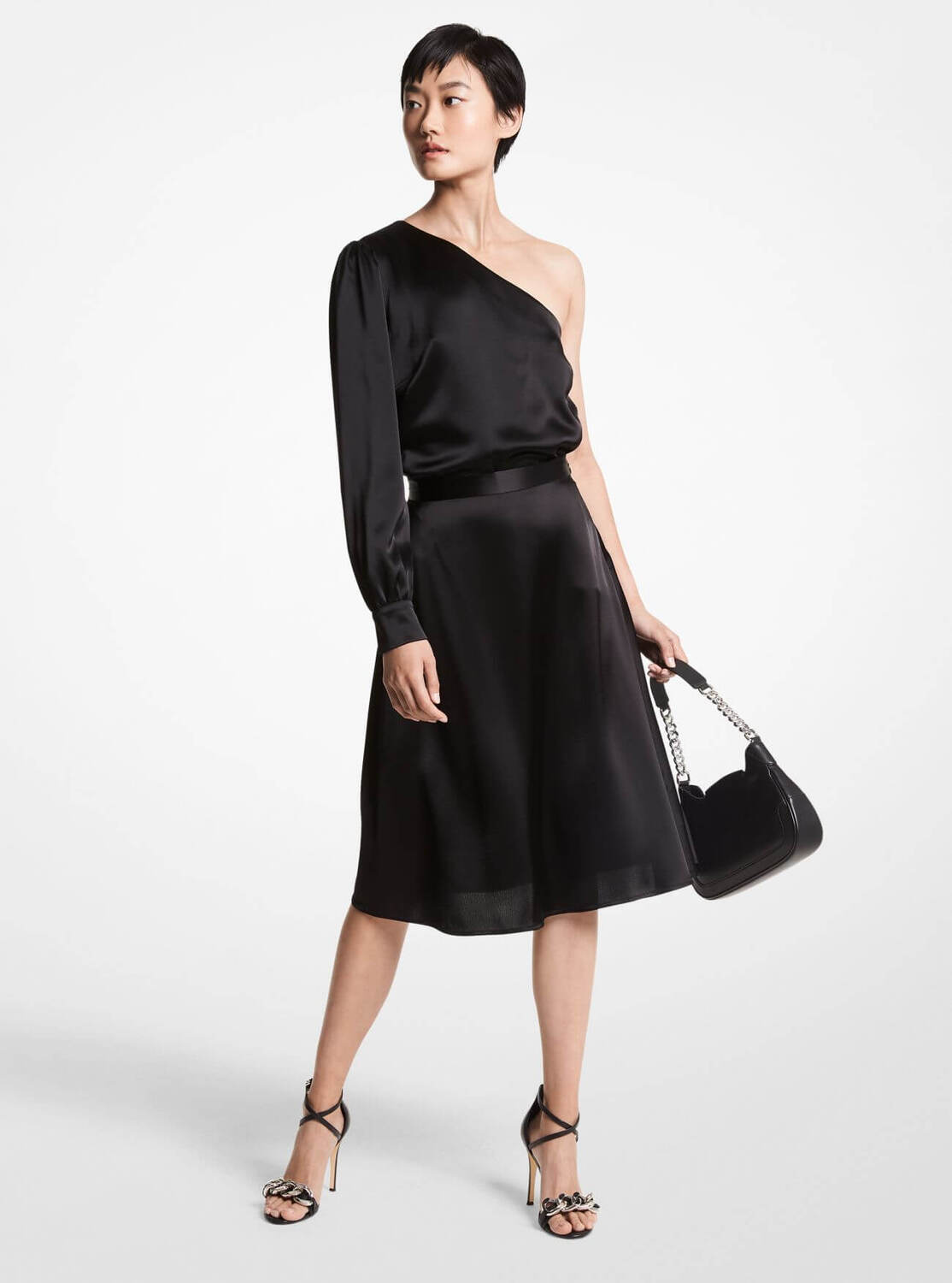 

Атласная юбка А-силуэта Michael Michael Kors Slip, черный