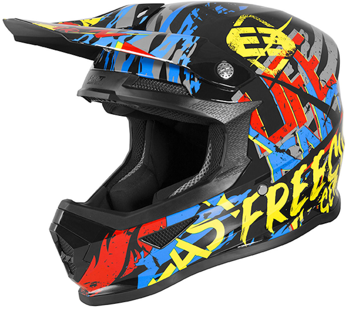 Шлем Freegun XP4 Maniac для мотокросса, черный/желтый/красный шлем для мотокросса blade race div fxr черный желтый красный