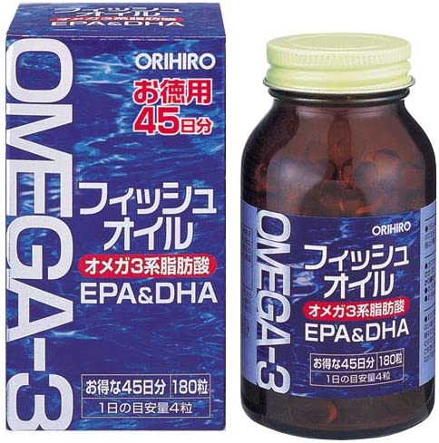 капсулы омега 3 с красным корейским женьшенем 180 капсул Омега-3 Orihiro EPA & DHA, 180 капсул