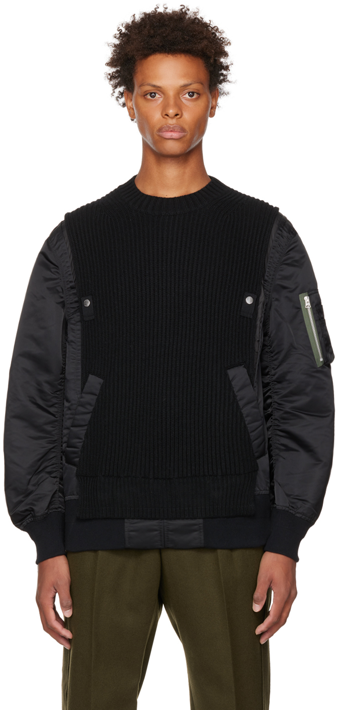 

Черный свитер со вставками sacai