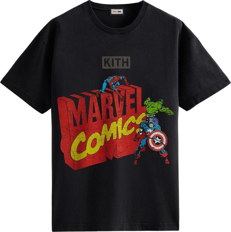 Футболка Kith For Spider-Man Avengers Vintage Tee 'Black', черный - фото