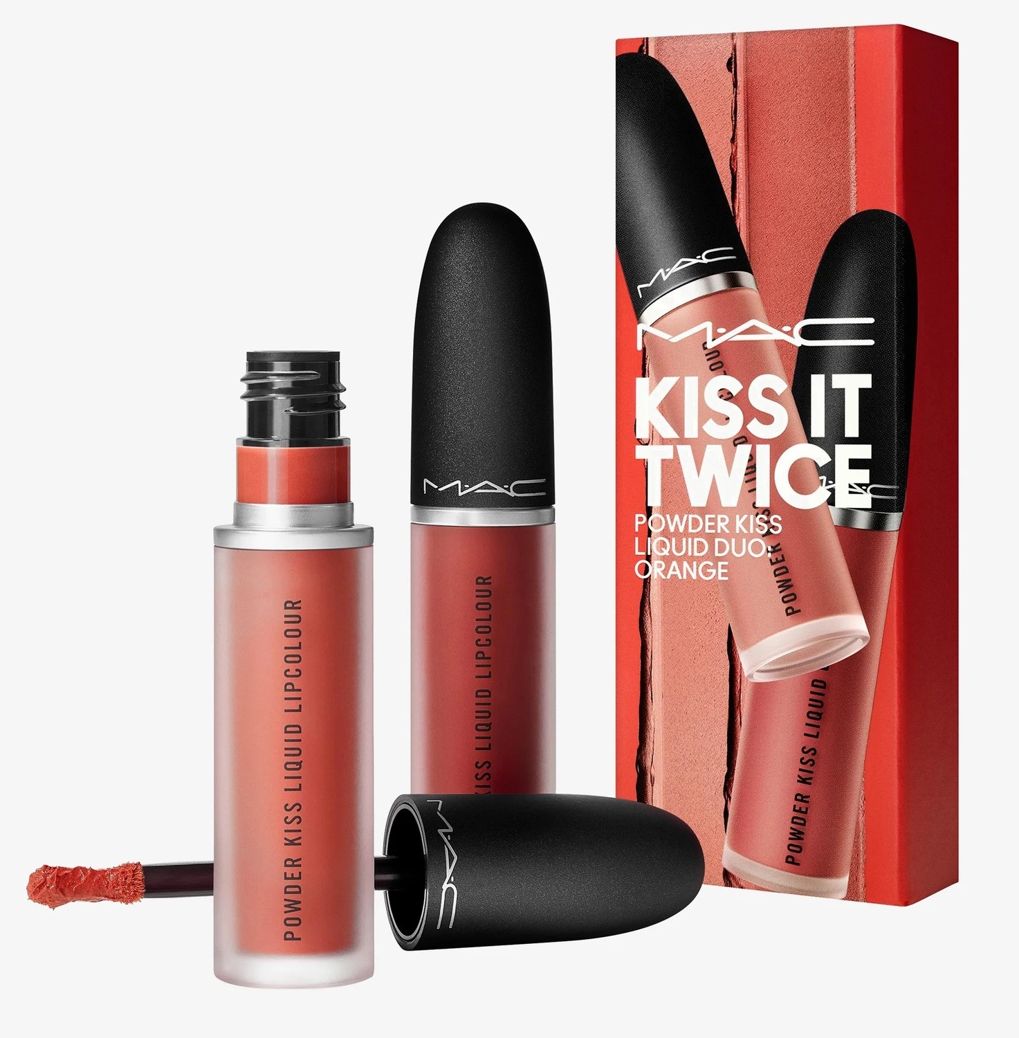 

Комплект жидких помад Mac Kiss It Twice Power Kiss Liquid Duo, оранжевый, 2 предмета
