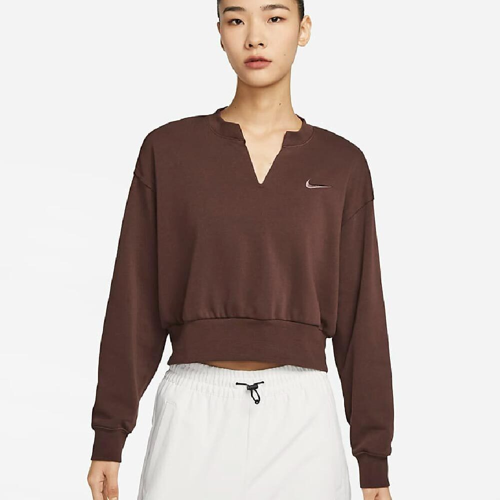 

Свитшот Nike Casual Modern Activewear Women's Oversized French Terry Cropped, темно-коричневый