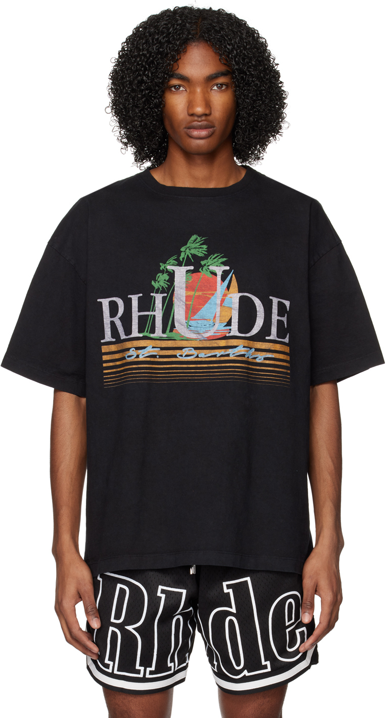

Черная футболка «Тропики» Rhude