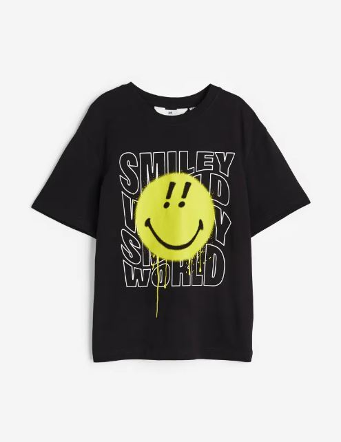 

Футболка с принтом H&M SmileyWorld Print, черный