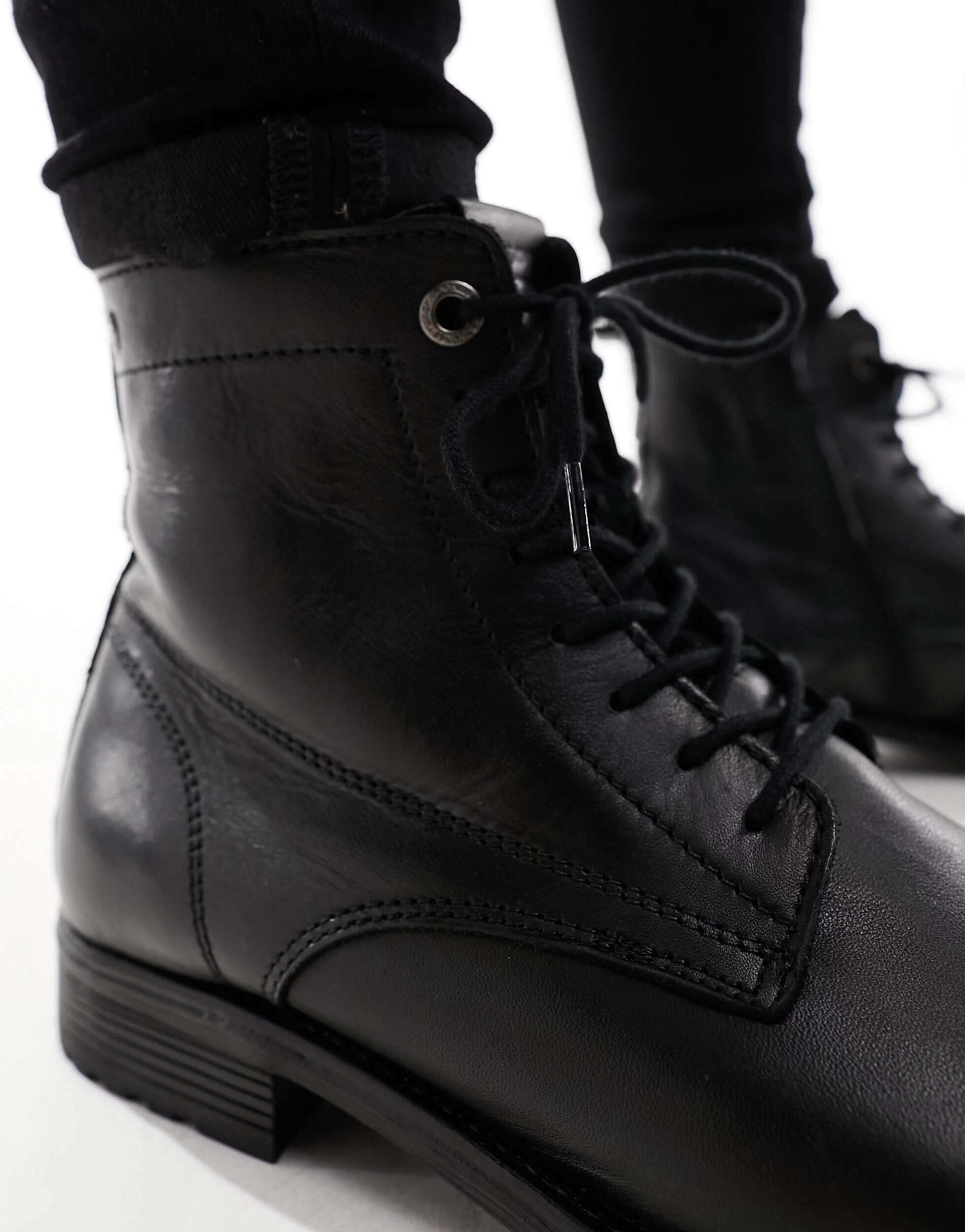 Черные кожаные ботинки на шнуровке Jack & Jones