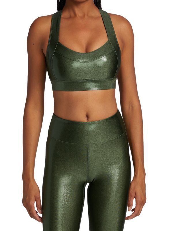 

Двухцветный бюстгальтер-борцовка с эффектом металлик Heroine Sport Blush chartreuse