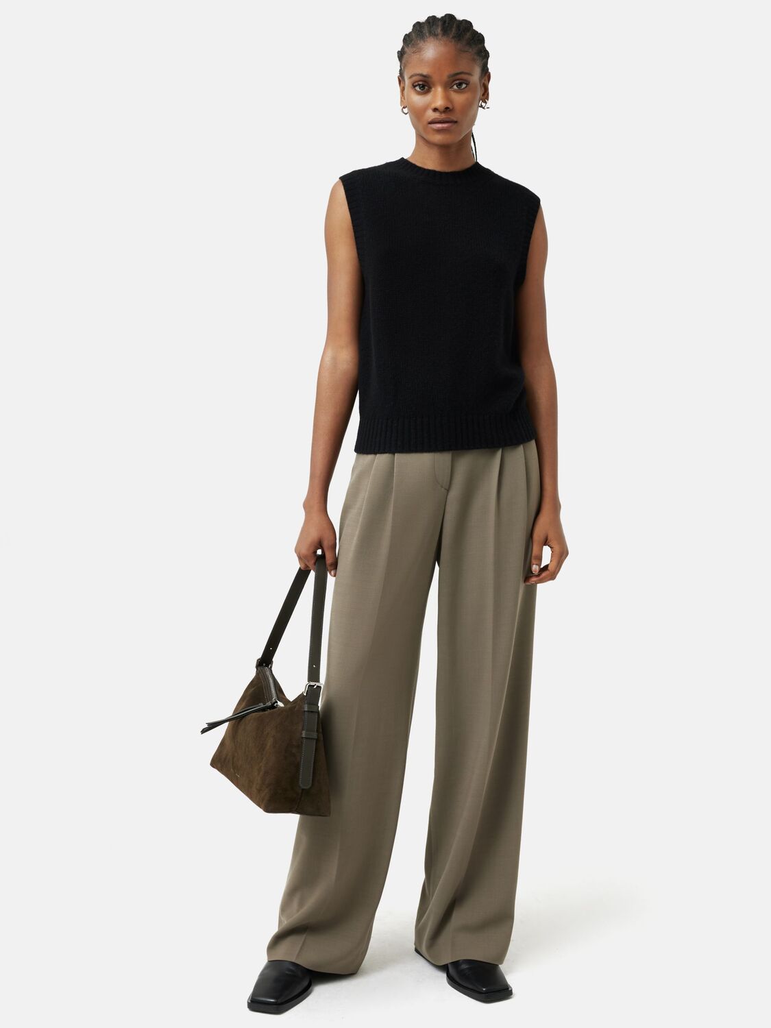 

Майка Jigsaw Cashmere с круглым вырезом, черная