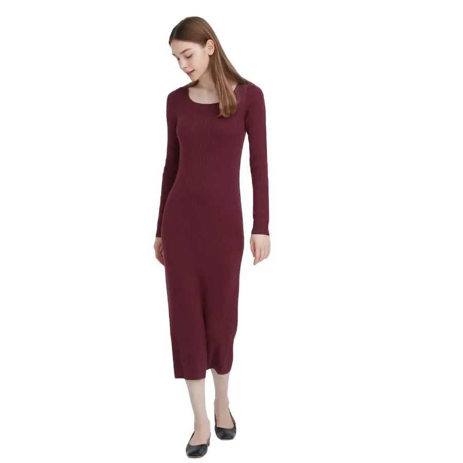 

Платье Uniqlo Merino Blend Fitted, бордовый