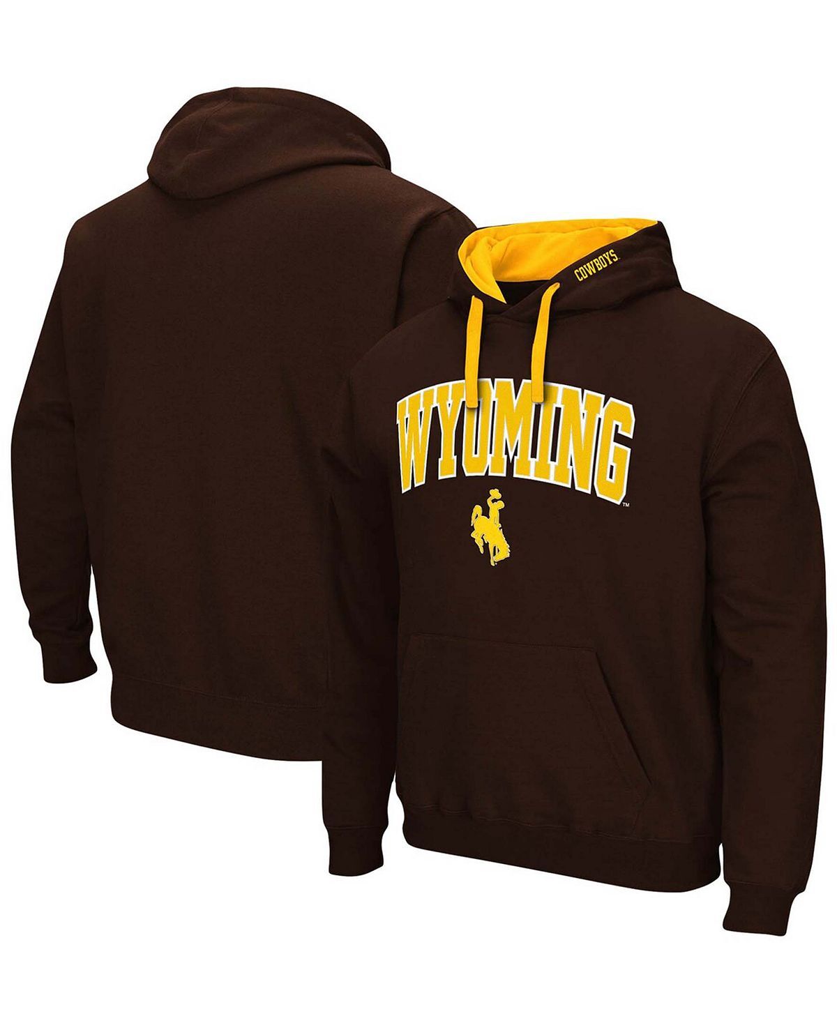 

Мужская коричневая худи с капюшоном wyoming cowboys arch logo 2.0 Colosseum, коричневый