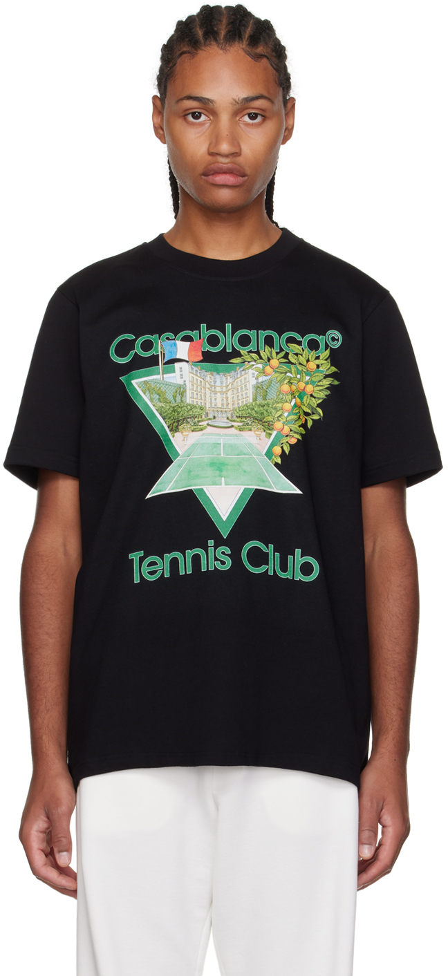 

Эксклюзивная черная футболка Tennis Club Icon от SSENSE Casablanca