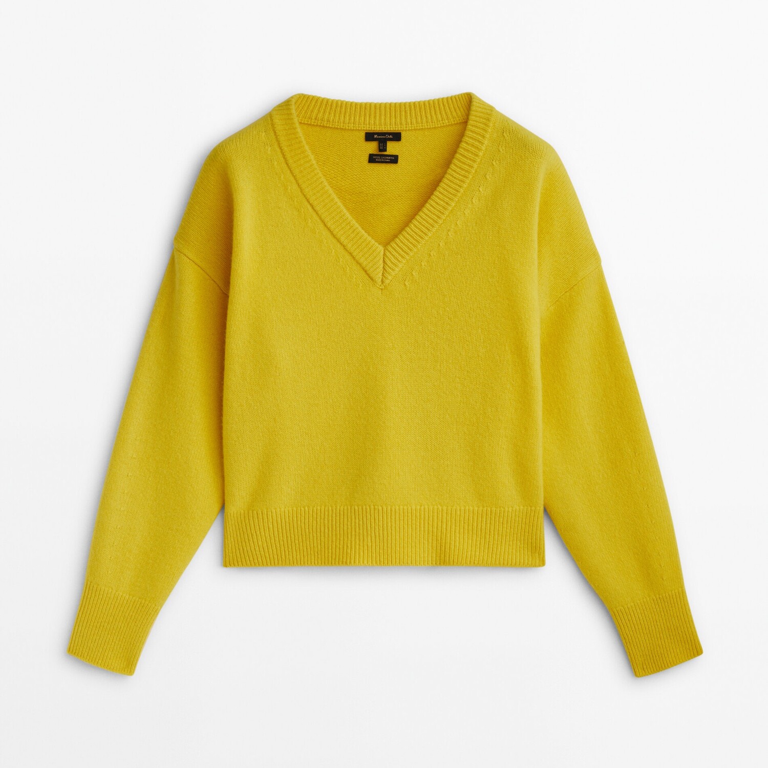 

Джемпер Massimo Dutti Wool And Cashmere Blend V-neck, желтый