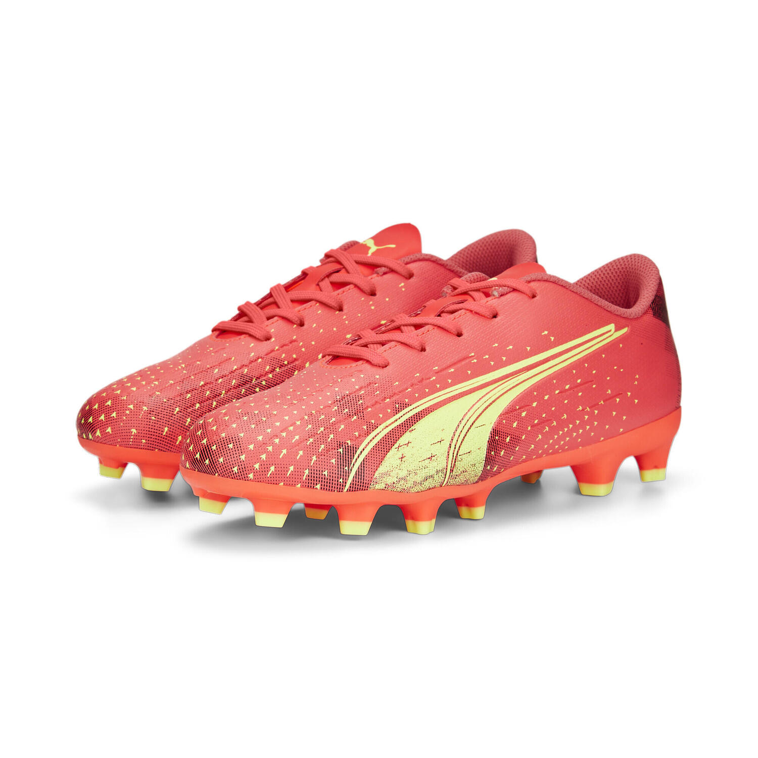 

Молодежные футбольные бутсы ULTRA Play FG/AG PUMA, кораллово-красный/черный/манго